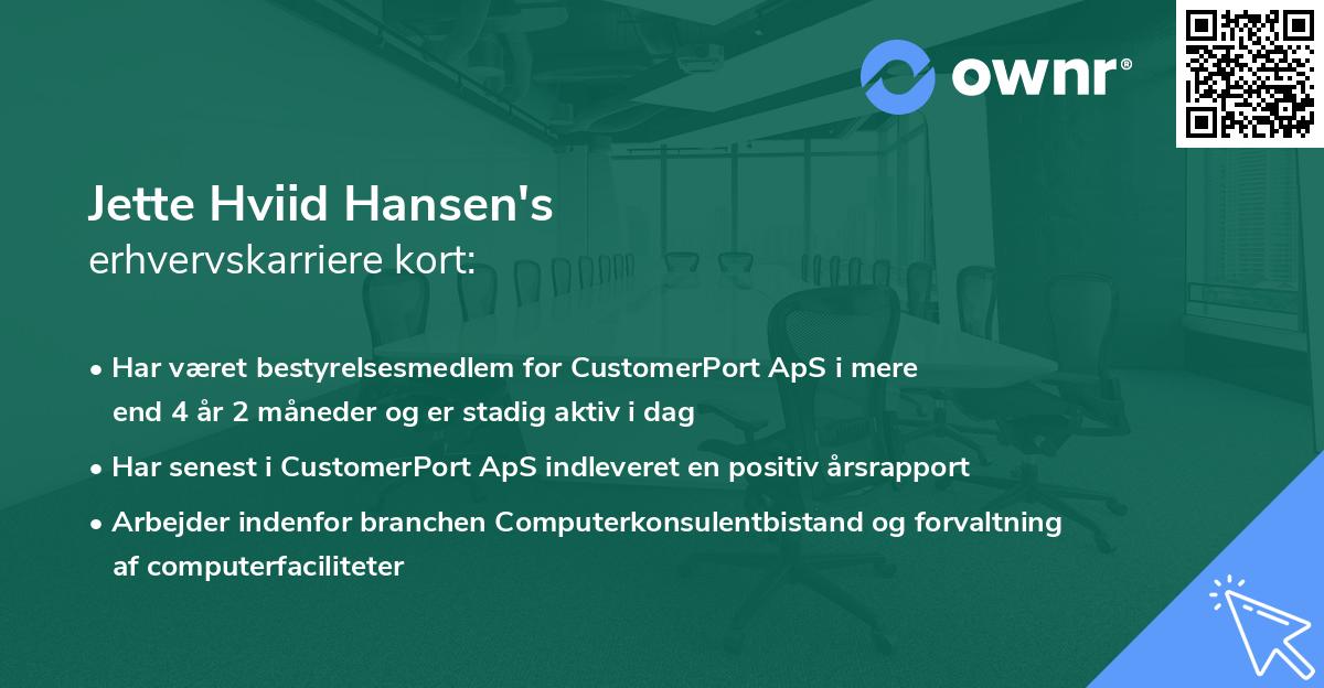 Jette Hviid Hansen's erhvervskarriere kort