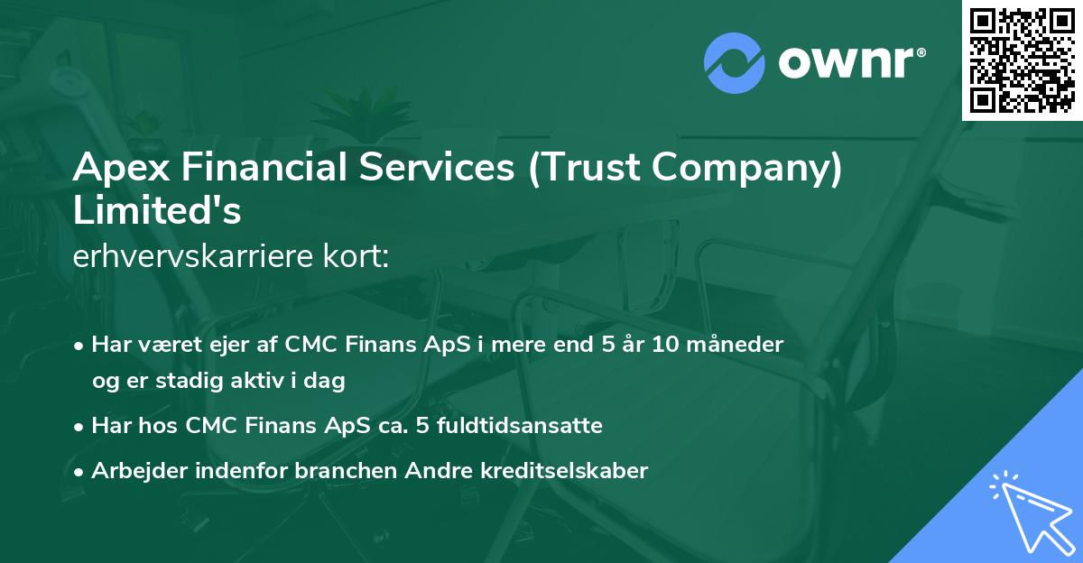 Apex Financial Services (Trust Company) Limited's erhvervskarriere kort