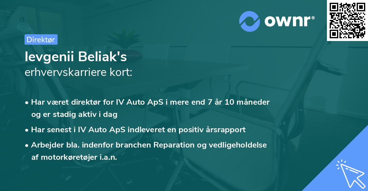 Ievgenii Beliak's erhvervskarriere kort