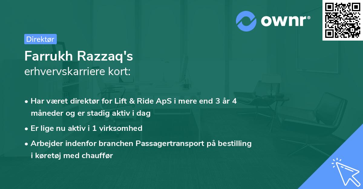 Farrukh Razzaq's erhvervskarriere kort