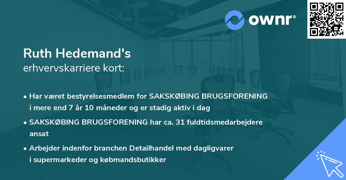 Ruth Hedemand's erhvervskarriere kort