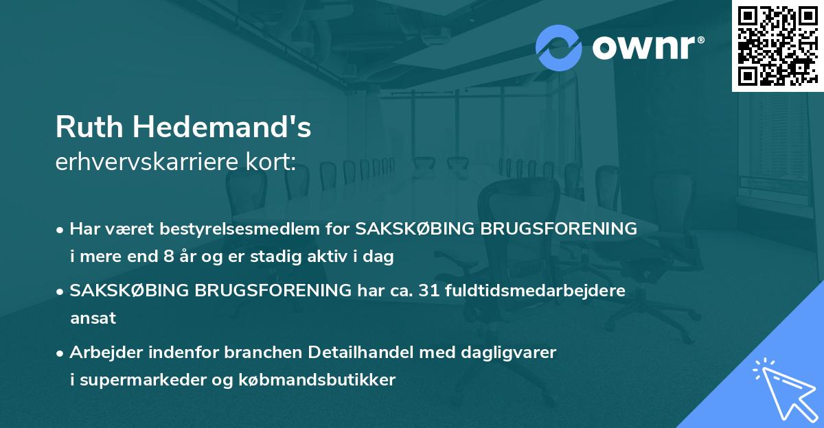 Ruth Hedemand's erhvervskarriere kort