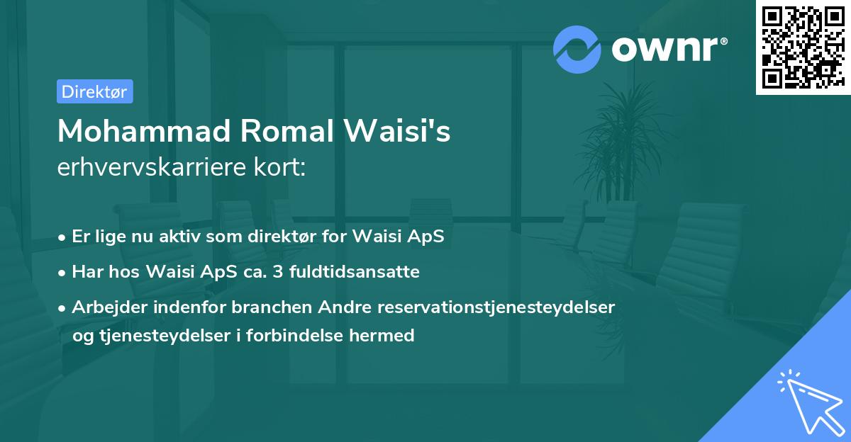 Mohammad Romal Waisi's erhvervskarriere kort