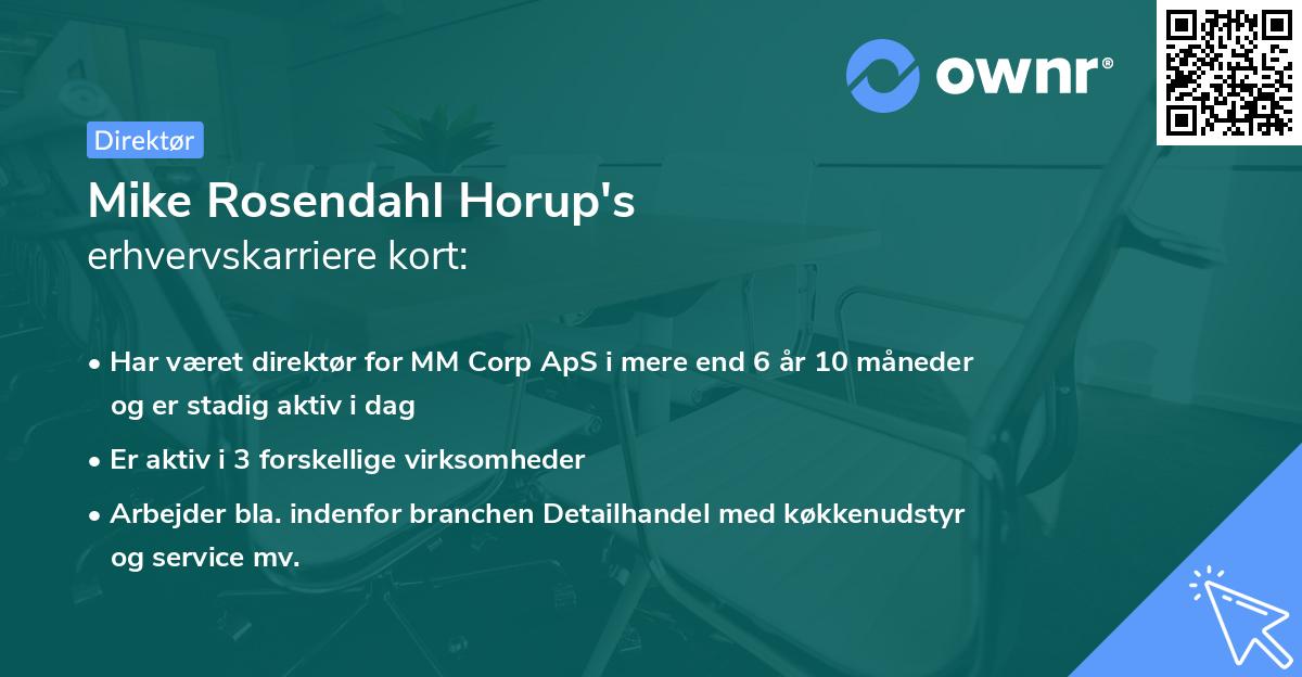 Mike Rosendahl Horup's erhvervskarriere kort