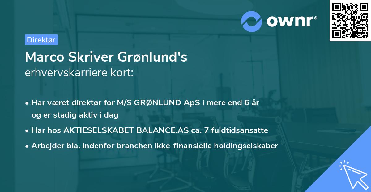 Marco Skriver Grønlund's erhvervskarriere kort