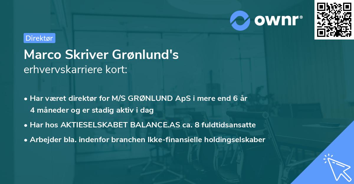 Marco Skriver Grønlund's erhvervskarriere kort