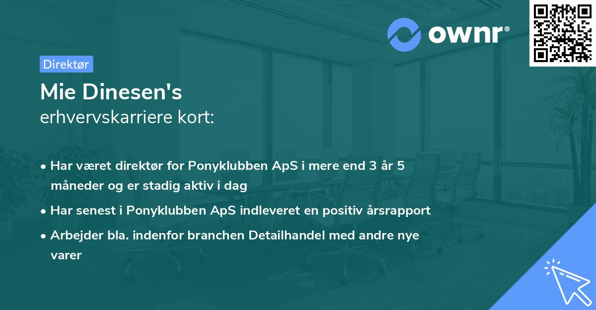 Mie Dinesen's erhvervskarriere kort