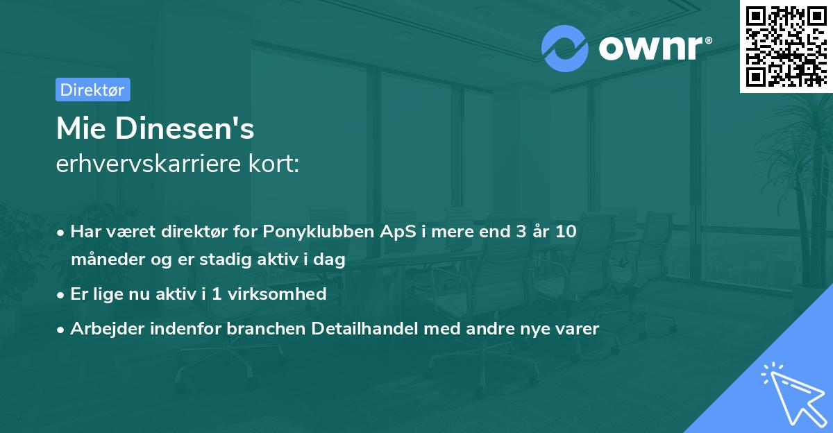 Mie Dinesen's erhvervskarriere kort