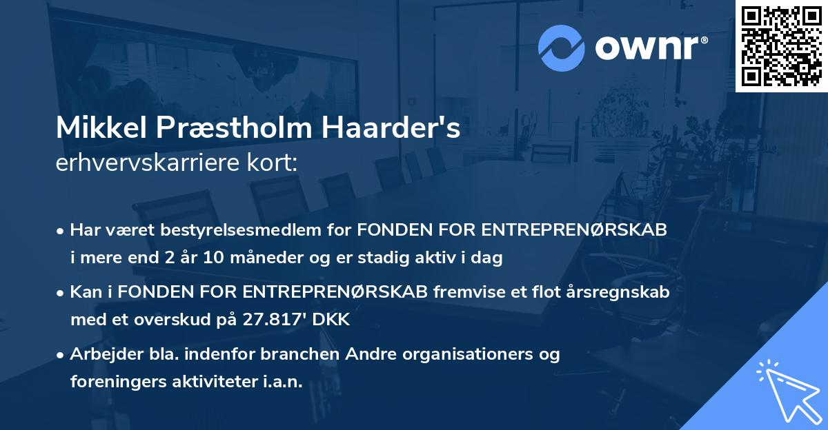 Mikkel Præstholm Haarder's erhvervskarriere kort