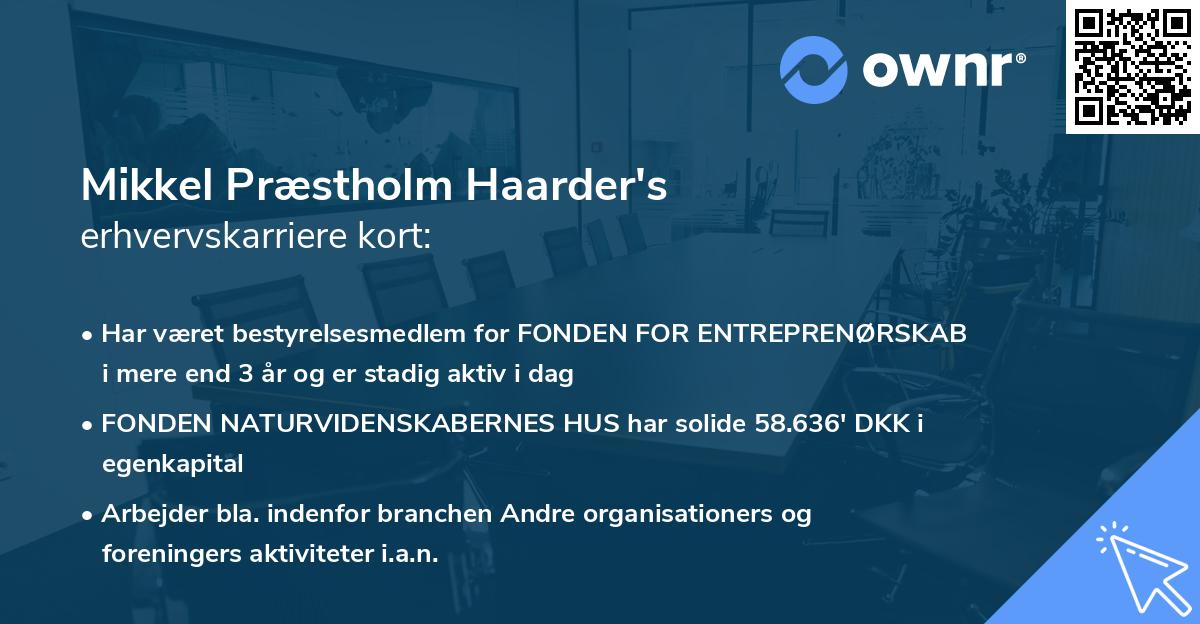 Mikkel Præstholm Haarder's erhvervskarriere kort