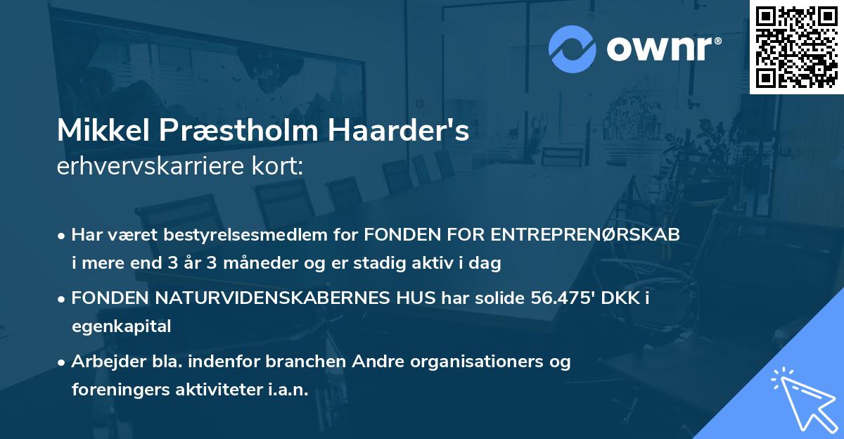 Mikkel Præstholm Haarder's erhvervskarriere kort
