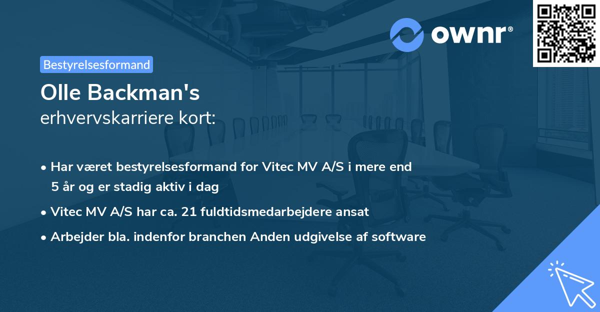 Olle Backman's erhvervskarriere kort