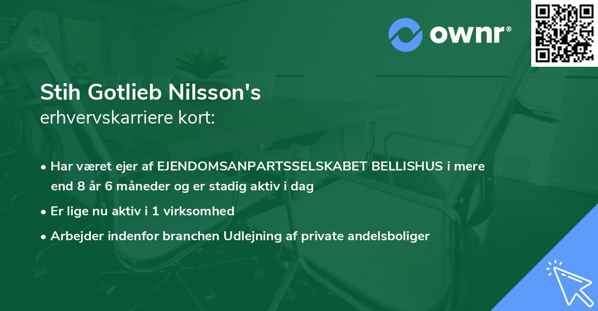 Stih Gotlieb Nilsson's erhvervskarriere kort