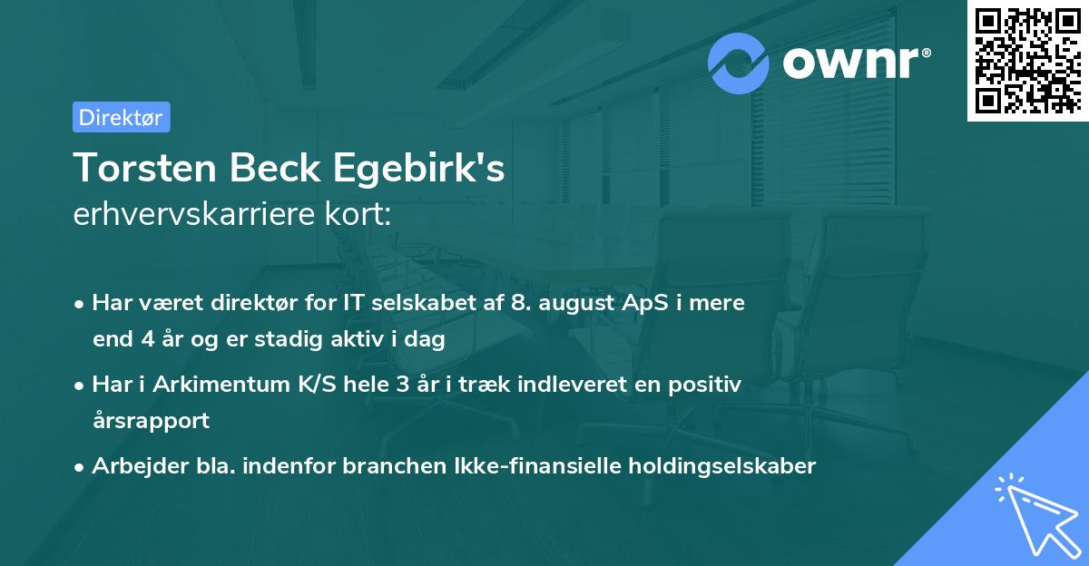 Torsten Beck Egebirk's erhvervskarriere kort