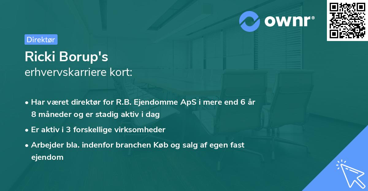 Ricki Borup's erhvervskarriere kort