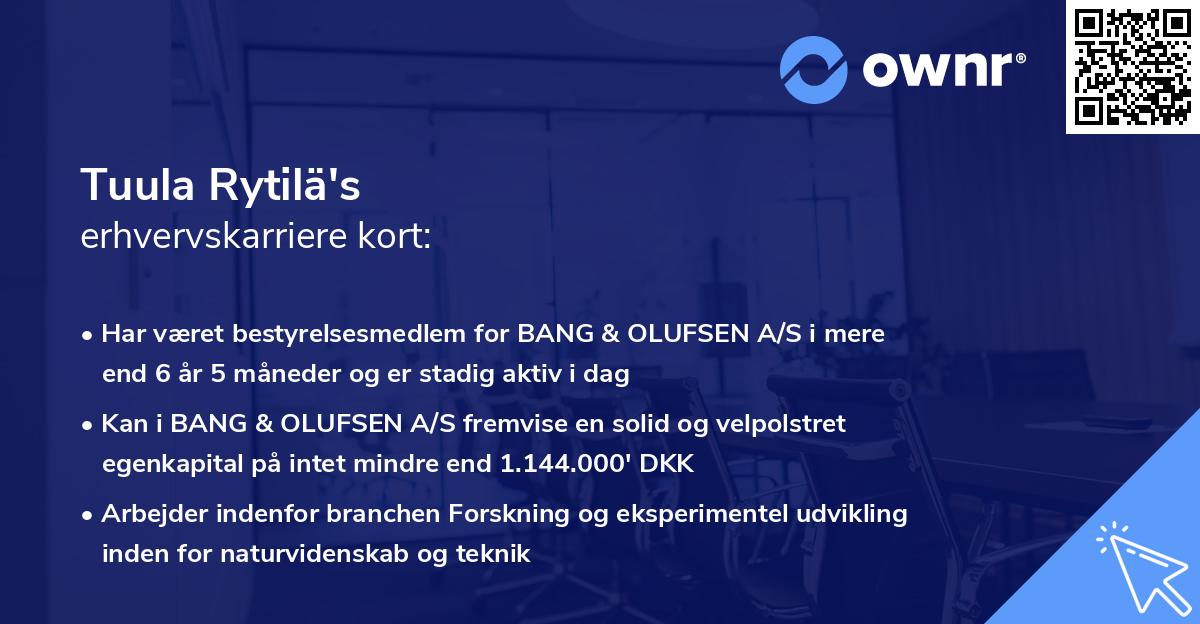 Tuula Rytilä's erhvervskarriere kort