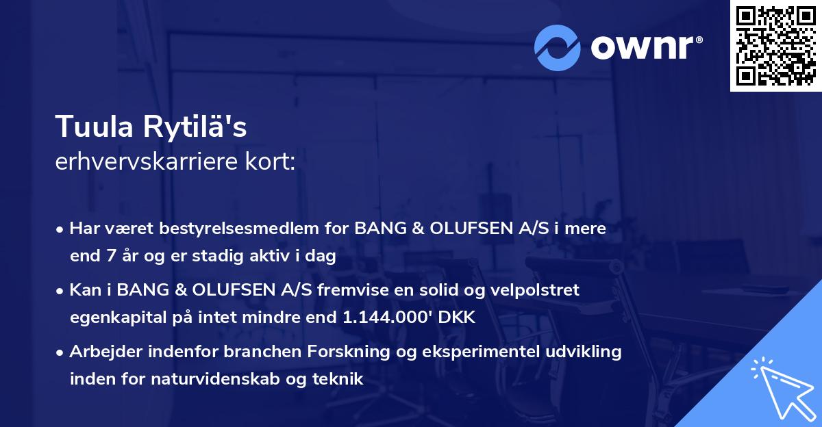 Tuula Rytilä's erhvervskarriere kort