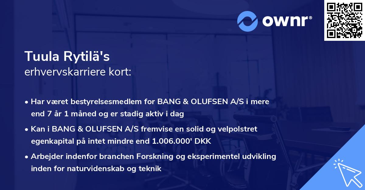 Tuula Rytilä's erhvervskarriere kort