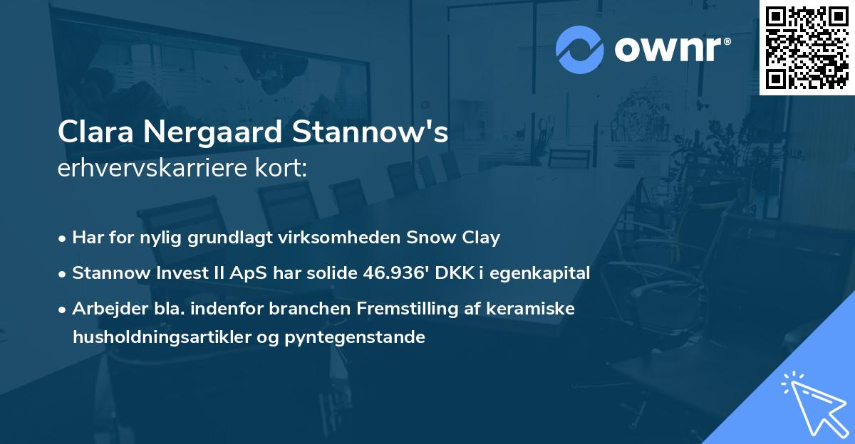 Clara Nergaard Stannow's erhvervskarriere kort