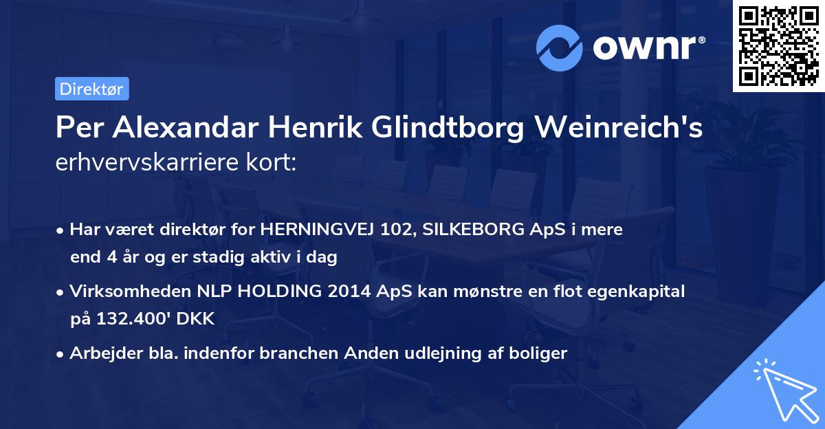 Per Alexandar Henrik Glindtborg Weinreich's erhvervskarriere kort
