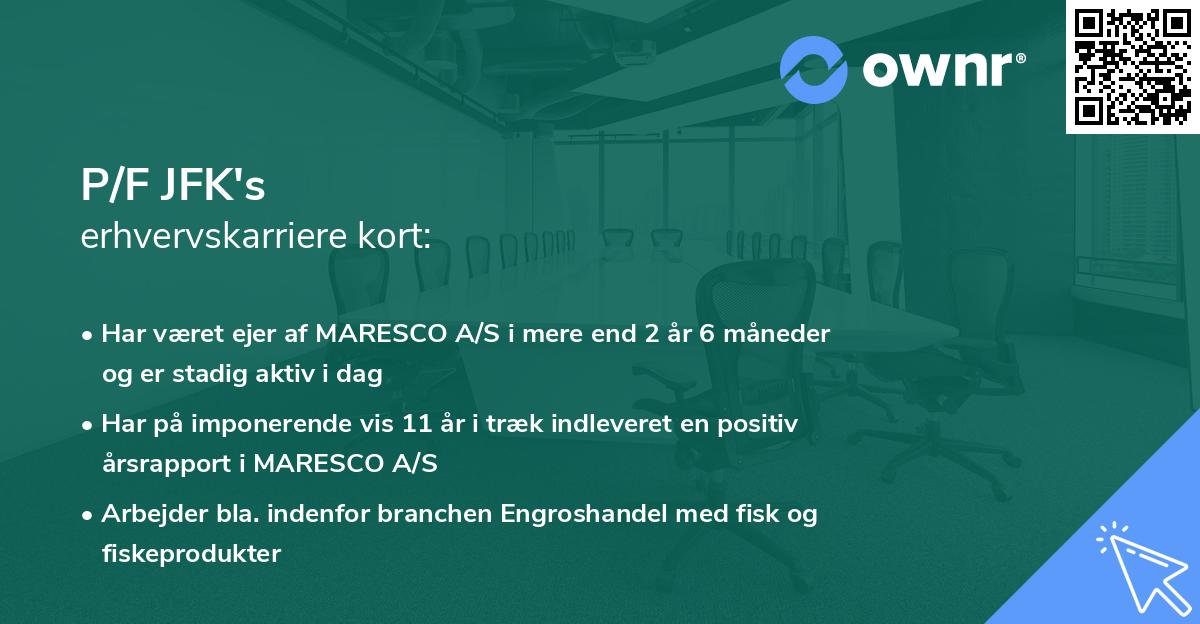 P/F JFK's erhvervskarriere kort