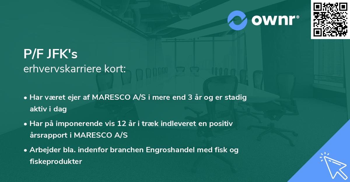 P/F JFK's erhvervskarriere kort
