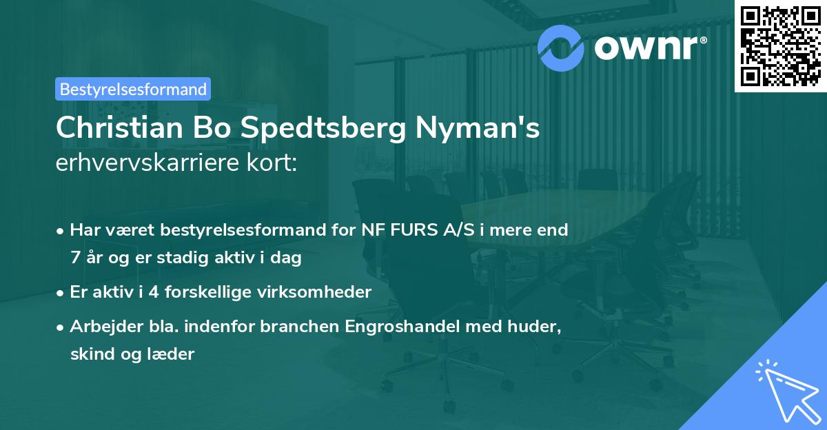 Christian Bo Spedtsberg Nyman's erhvervskarriere kort