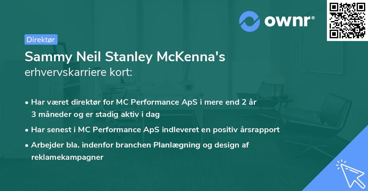 Sammy Neil Stanley McKenna's erhvervskarriere kort