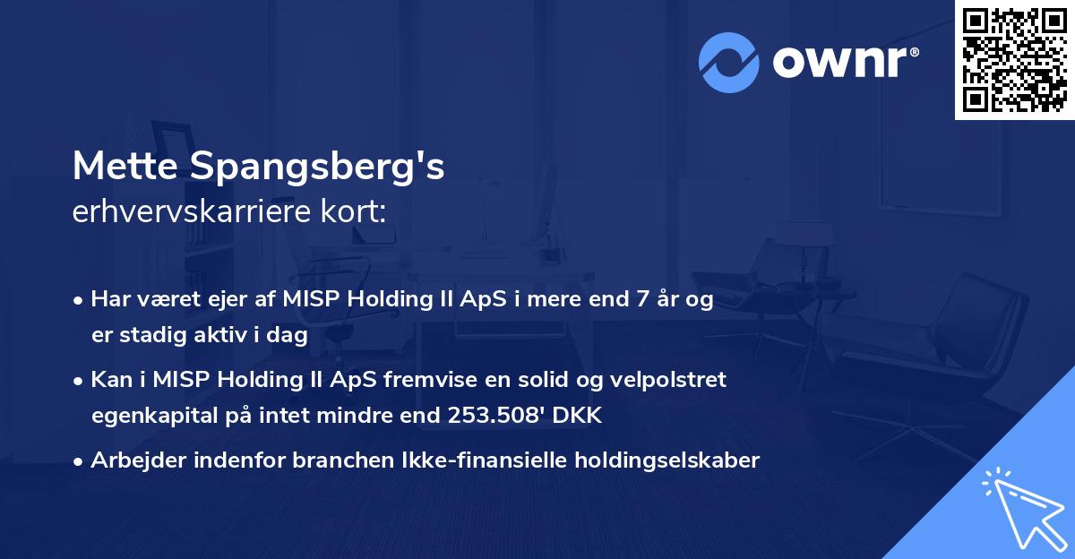 Mette Spangsberg's erhvervskarriere kort
