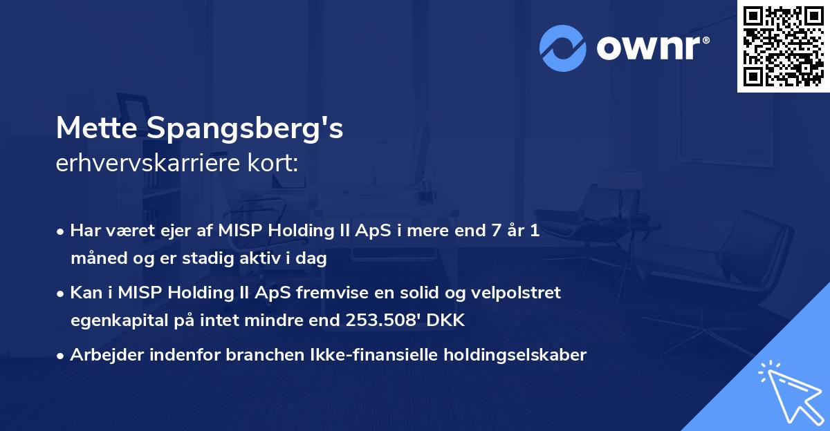 Mette Spangsberg's erhvervskarriere kort
