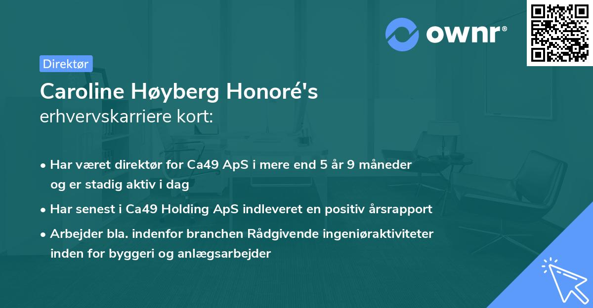 Caroline Høyberg Honoré's erhvervskarriere kort