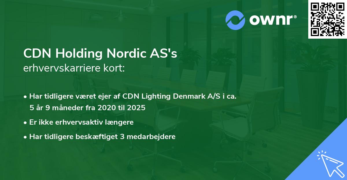CDN Holding Nordic AS's erhvervskarriere kort