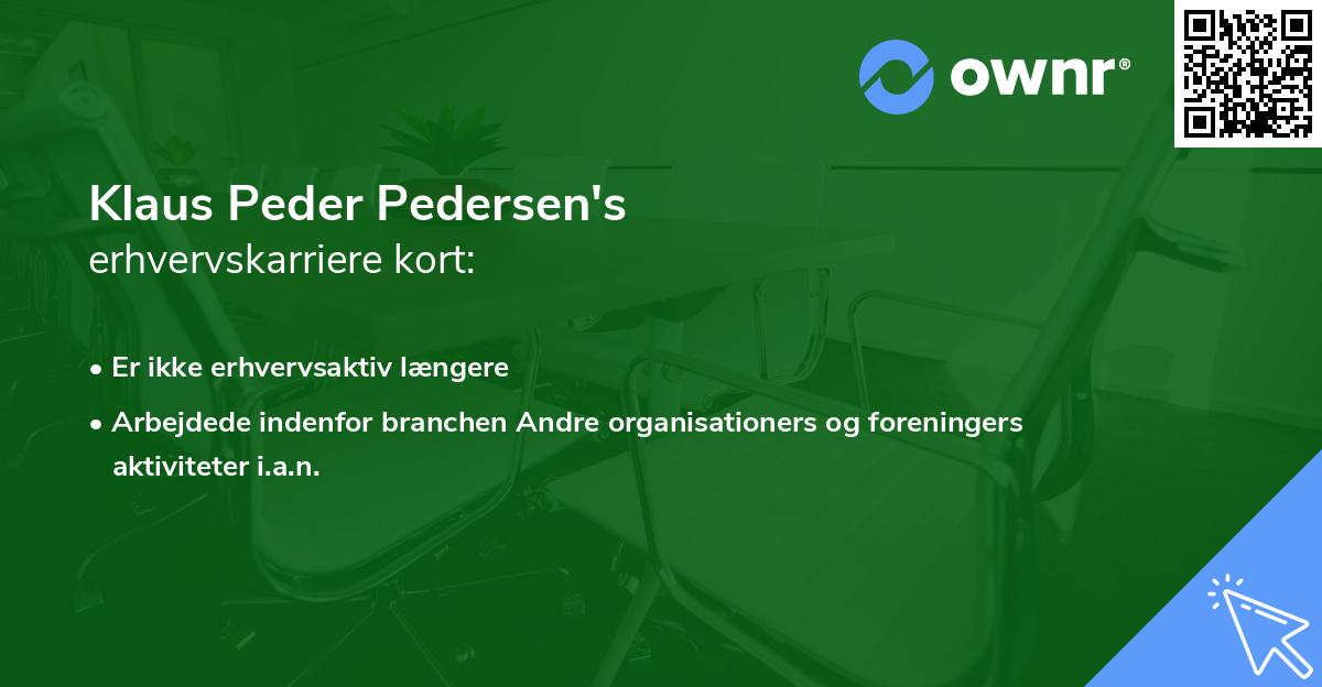 Klaus Peder Pedersen's erhvervskarriere kort