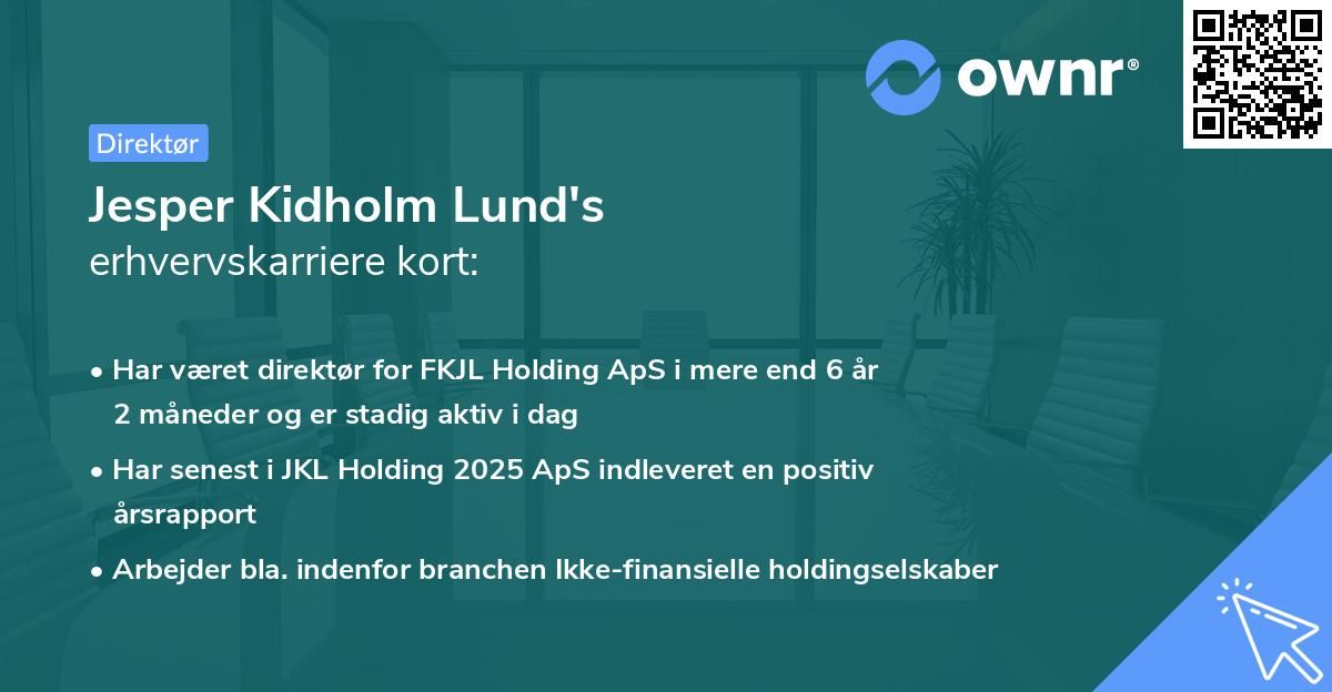 Jesper Kidholm Lund's erhvervskarriere kort