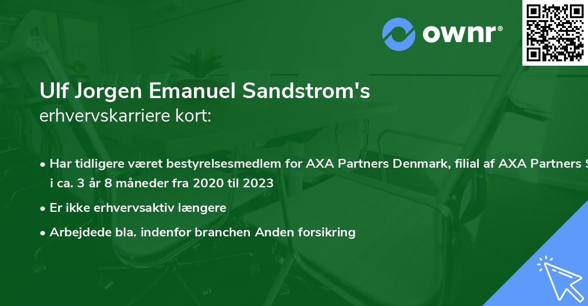 Ulf Jorgen Emanuel Sandstrom's erhvervskarriere kort