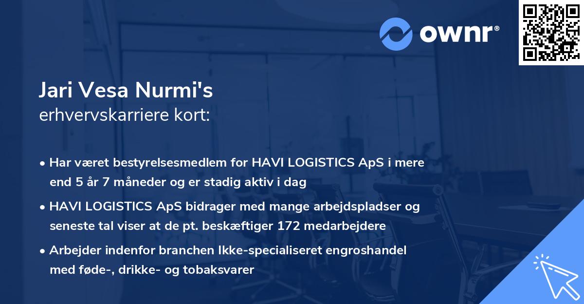 Jari Vesa Nurmi's erhvervskarriere kort