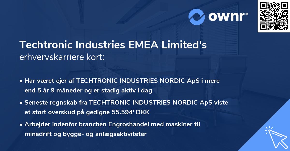 Techtronic Industries EMEA Limited's erhvervskarriere kort
