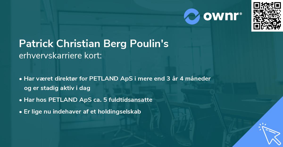 Patrick Christian Berg Poulin's erhvervskarriere kort