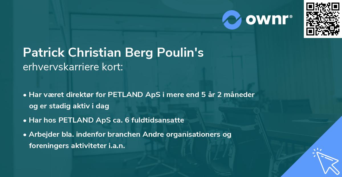 Patrick Christian Berg Poulin's erhvervskarriere kort