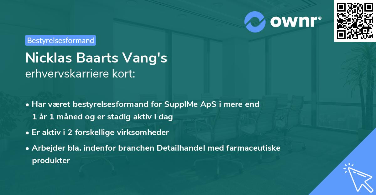 Nicklas Baarts Vang's erhvervskarriere kort