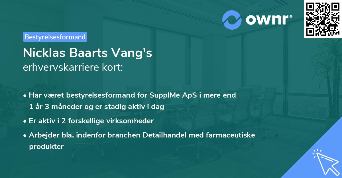 Nicklas Baarts Vang's erhvervskarriere kort