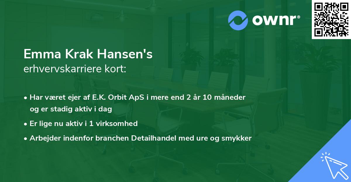Emma Krak Hansen's erhvervskarriere kort