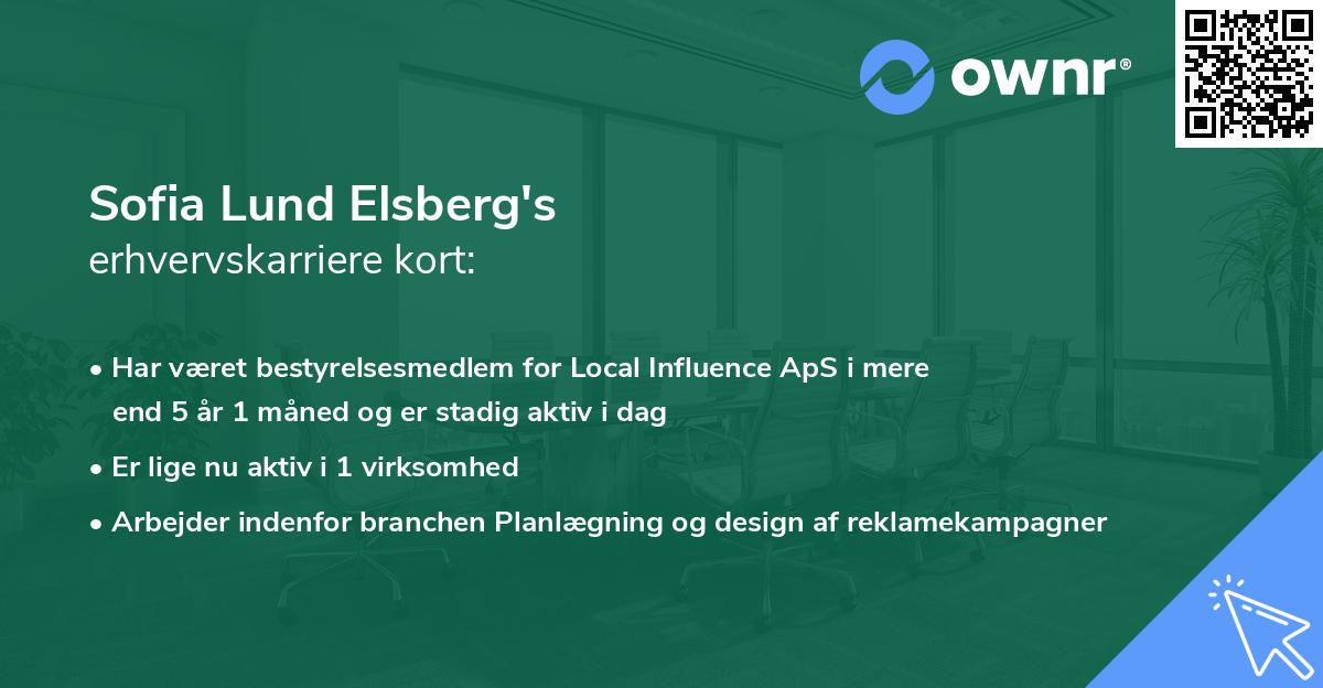 Sofia Lund Elsberg's erhvervskarriere kort