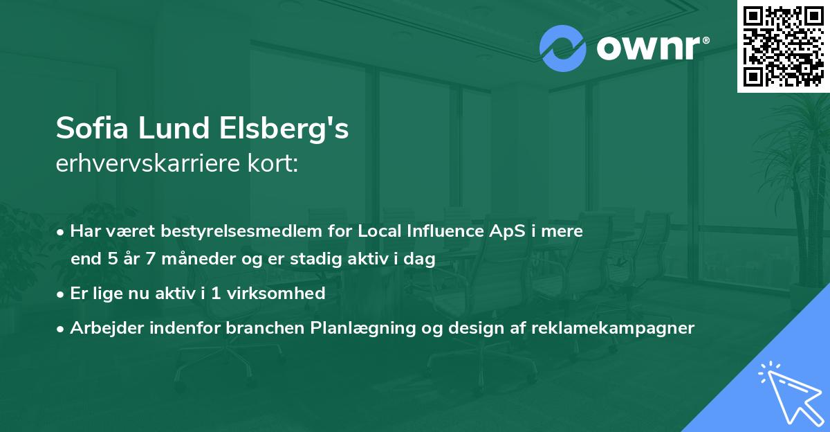 Sofia Lund Elsberg's erhvervskarriere kort