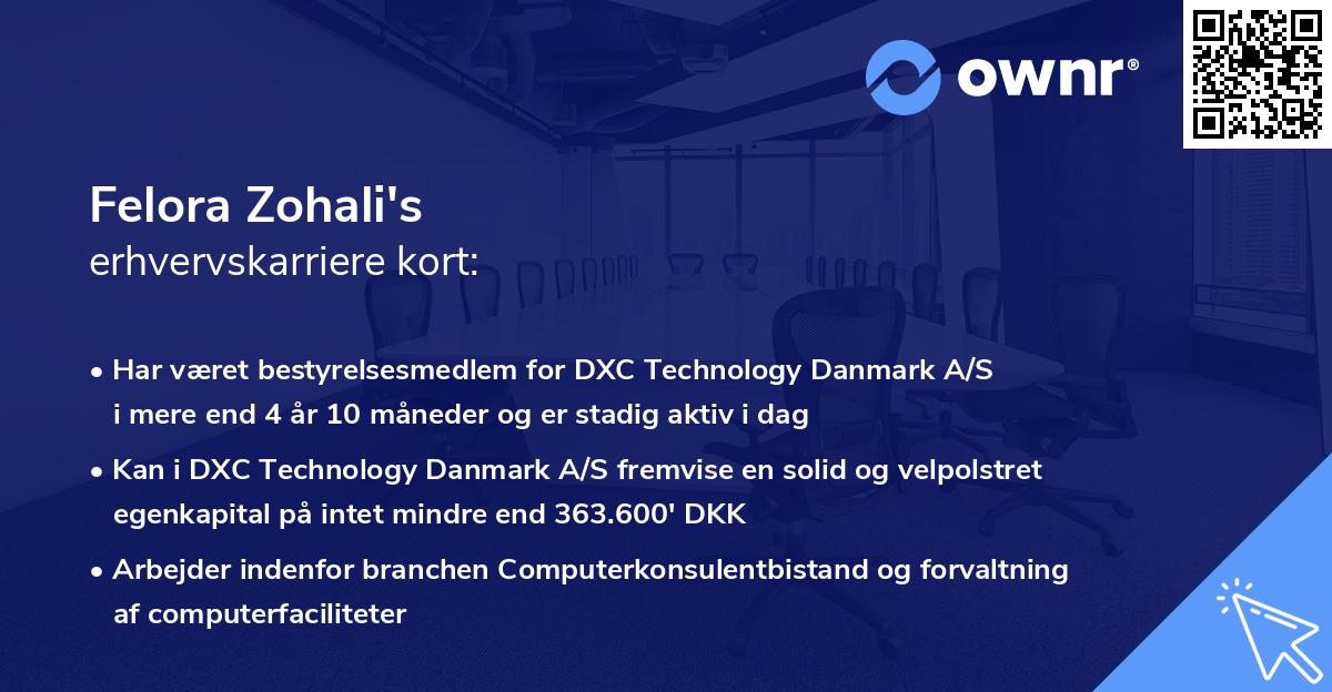 Felora Zohali's erhvervskarriere kort