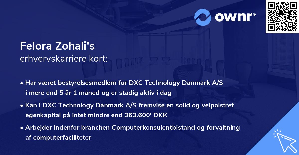 Felora Zohali's erhvervskarriere kort