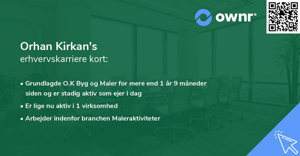 Orhan Kirkan's erhvervskarriere kort