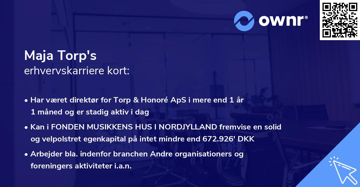 Maja Torp's erhvervskarriere kort