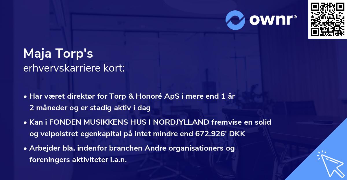 Maja Torp's erhvervskarriere kort