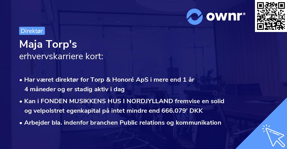 Maja Torp's erhvervskarriere kort